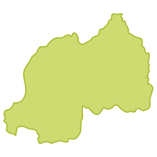 A green map outline of the country of Rwanda